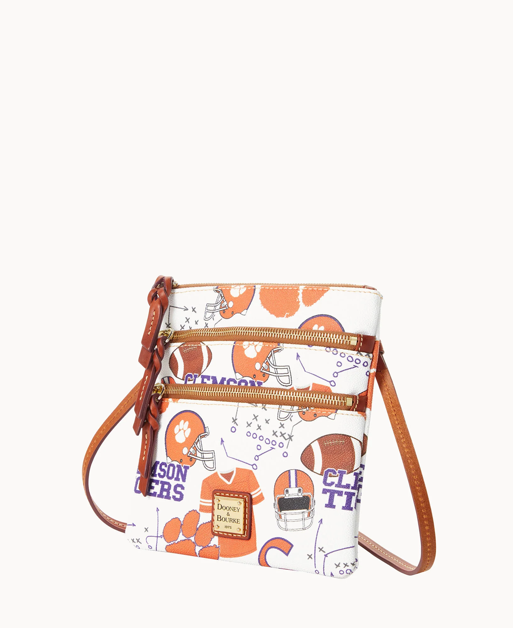 Collegiate Clemson University North South Triple Zip Crossbody - Image 3